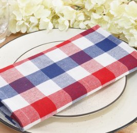 Gingham Check Napkins — Red/Blue/White