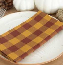 Gingham Check Napkins — Honey Gold/Brown