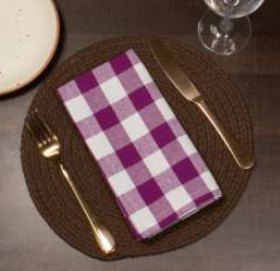 Gingham Check Napkins — Purple/White