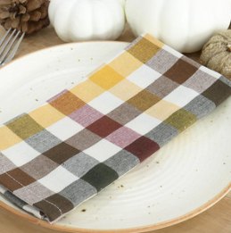 Gingham Check Napkins — Brown/Yellowburgundy/Green/
