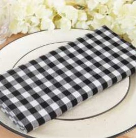 Mini Gingham Check Napkins — Black / White