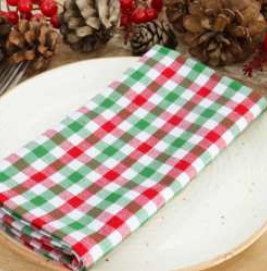 Mini Gingham Check Napkins — Red / Green / White