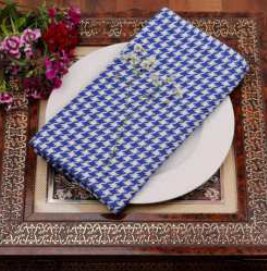 Houndstooth Napkins — Blue/White