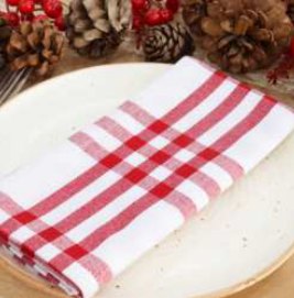 Homestead Plaid Napkins — Red/White
