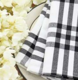 Homestead Plaid Napkins — Black/White