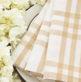 Homestead Plaid Napkins — Beige/White