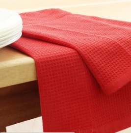 Waffle Kitchen Towel · Solid — Red
