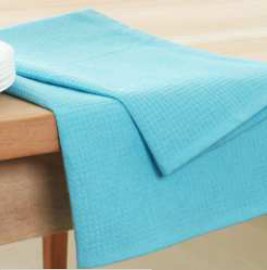 Waffle Kitchen Towel · Solid — Aqua Blue