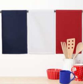Waffle Kitchen Towel · Solid — Red/Blue/White