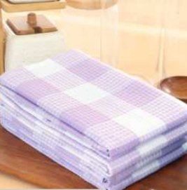 Waffle Kitchen Towel · Checked — Lavender/White