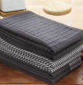 Kitchen Towel Assorted · 3 Designs — Steel Grey/White