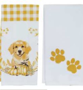 Printed Kitchen Towels — Fall Puppy And Paw