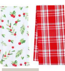 Christmas Printed Kitchen Towels — Misletoe