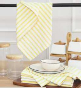 Kitchen Towel Striped Pastels — Yellow