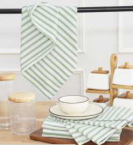 Kitchen Towel Striped Pastels — Green