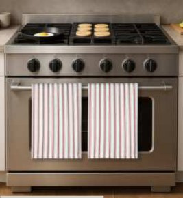 Kitchen Towel Striped Pastels — Rust
