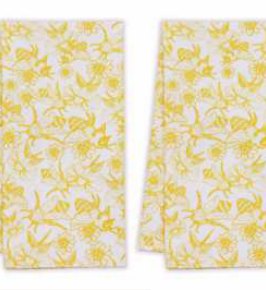 Summer Printed Kitchen Towels — Honey Comb Bee With Daisy