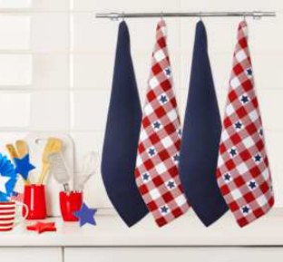 4th of July Printed Kitchen Towels — Star Check Print & Waffle