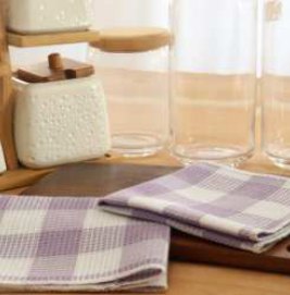 Waffle Dish Cloth · Buffalo Checked — Lavender/White