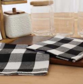Waffle Dish Cloth · Buffalo Checked — Black/White