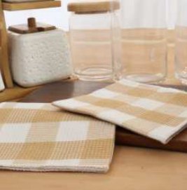 Waffle Dish Cloth · Buffalo Checked — Beige/White