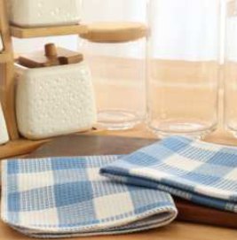 Waffle Dish Cloth · Buffalo Checked — Light Blue/White