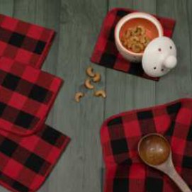 Waffle Dish Cloth · Buffalo Checked — Red/Black
