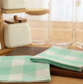 Waffle Dish Cloth · Buffalo Checked — Turquoise/White
