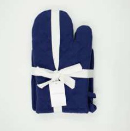 Pot Holder + Oven Mitts · Solid — Blue