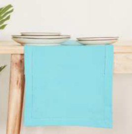 Table Runner · Solid Hemstitch — Aqua Blue