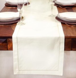 Table Runner · Solid Hemstitch — Ivory