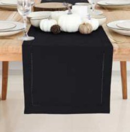 Table Runner · Solid Hemstitch — Black