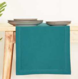 Table Runner · Solid Hemstitch — Teal Green
