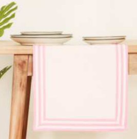 Table Runner · Solid Hemstitch — Blush Pink/White