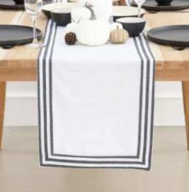 Table Runner · Solid Hemstitch — Black/White