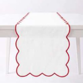 Solid Runner · Edge Scalloped — White/Red