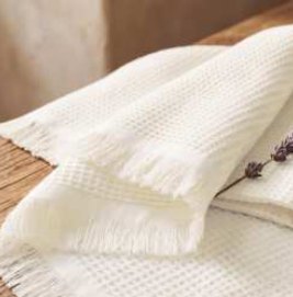 Waffle Table Runner · Fringes — Beige