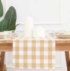 Table Runner · Buffalo Checked — Beige/White