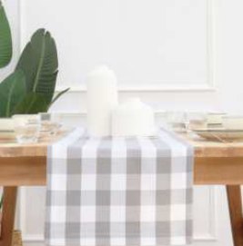 Table Runner · Buffalo Checked — Grey/White