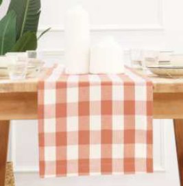 Table Runner · Buffalo Checked — Rust/Half.White