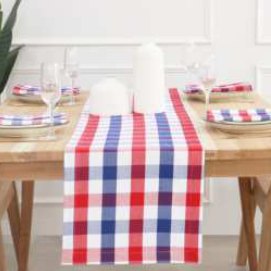Table Runner · Buffalo Checked — Red/Blue/White