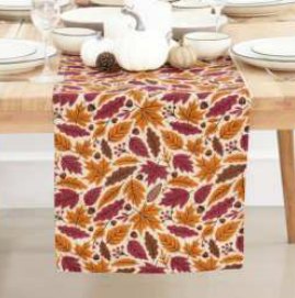Fall / Autumn Leaves Printed Runner — Rust/G.Yellow/Brown/