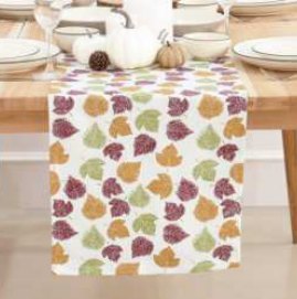 Fall / Autumn Leaves Printed Runner — Golden Yellow/Orange