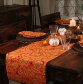 Fall / Autumn Leaves Printed Runner — Yellow/Rust/Brown