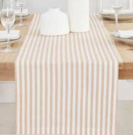 Table Runner · Stripe — Beige/White