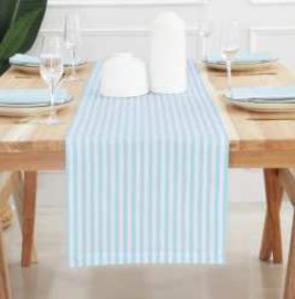 Table Runner · Stripe — Aqua Blue/White