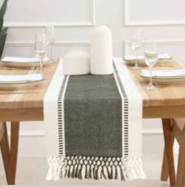 Table Runner · Ribbed Stripe — Olive Green