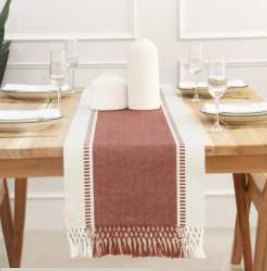 Table Runner · Ribbed Stripe — Rust
