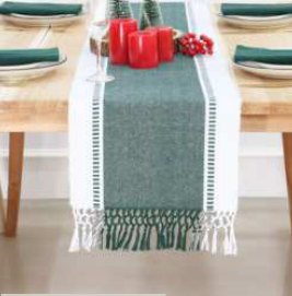 Table Runner · Ribbed Stripe — Forest Green