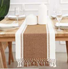 Table Runner · Ribbed Stripe — Brown